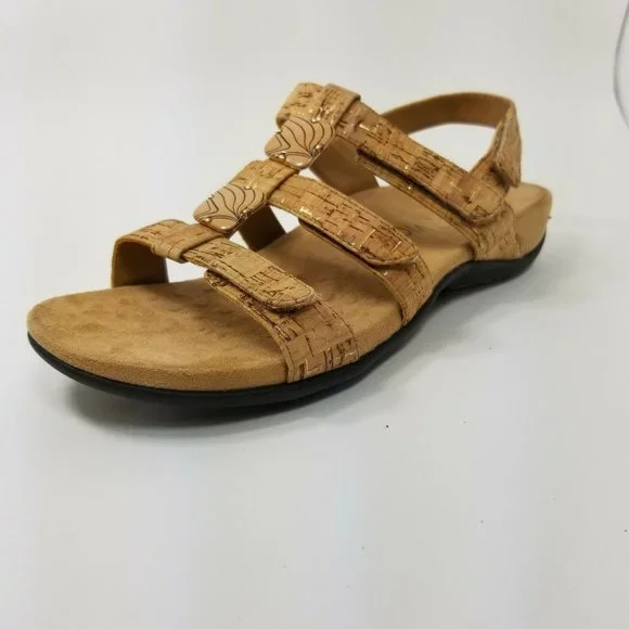 Vionic Shoes Vionic Womens Amber Gold Cork Strappy Slingback